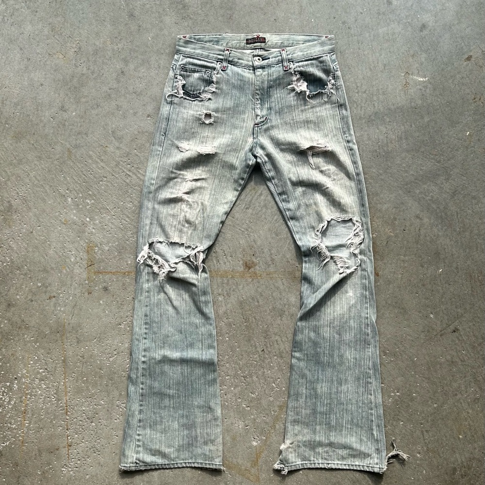 MORGAN Japanese Distressed Flared Lightwash Jeans